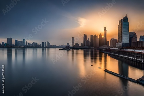 city skyline at sunset © faizan muhammad
