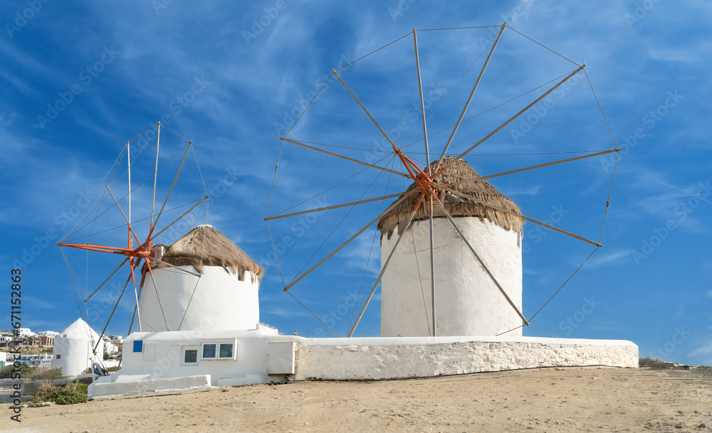 Windmills of Mykonos one of the Cyclades Islands in Greece