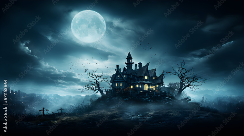 Halloween creepy hunted house