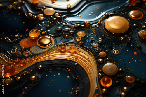 Luxury Gold liquid swirls, waves background, Generative Ai