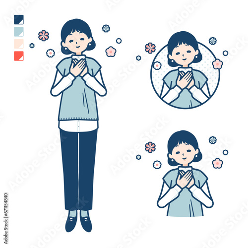 ニットベスト女性が安らいでいるイラスト