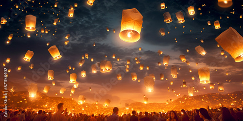flying lanterns in lantern festival