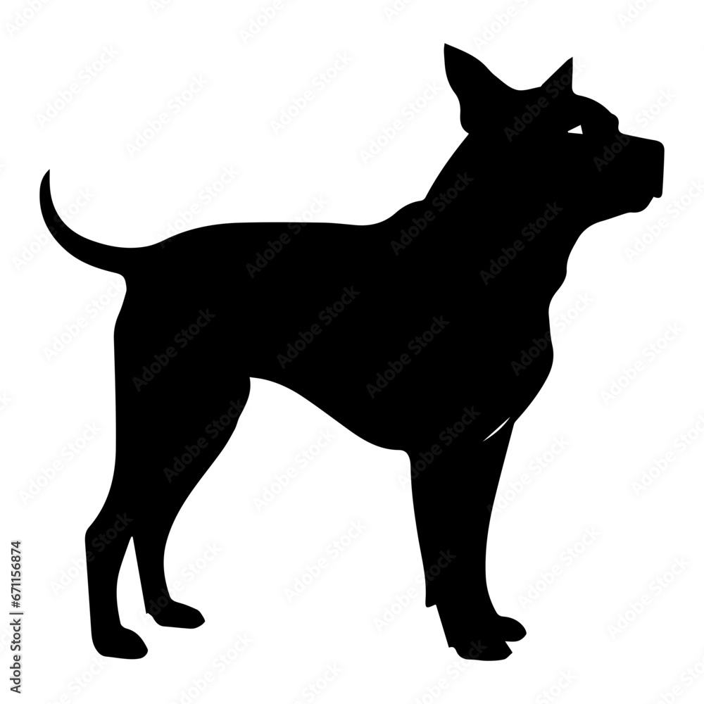 American pit bull Dog Vector Silhouette, Generative AI.