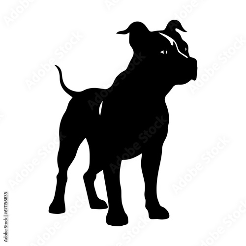 American pit bull Dog Vector Silhouette  Generative AI.