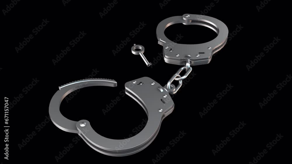 Handcuffs rotates on the alpha channel background in a seamless loop. Handcuffs rotates on the alpha channel background in a seamless loop.