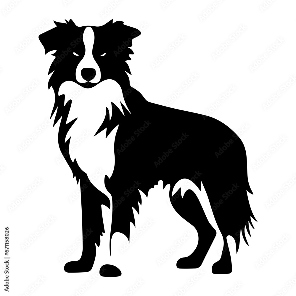 Australian Shepherd Dog Vector Silhouette, Generative AI.