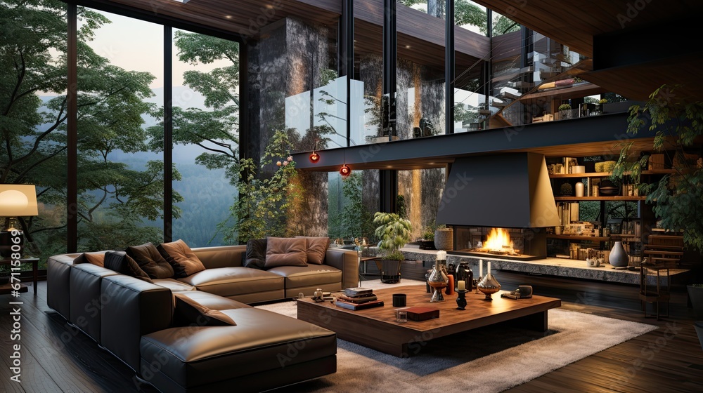 Modern and elegant living room. Generative AI