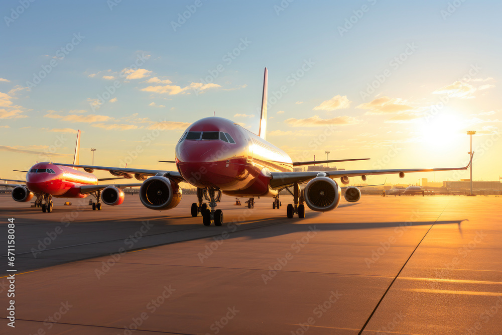 Aviation Lineup on International Runway Aviation Lineup on International Runway