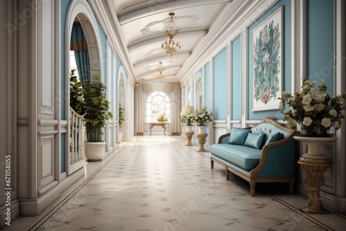 Interior of luxary hallway in chic classic house © Lazylizard