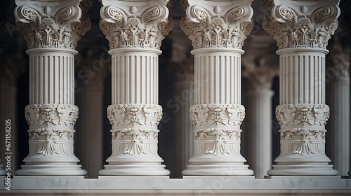 Education and democracy concept. Four marble pillars and steps background.