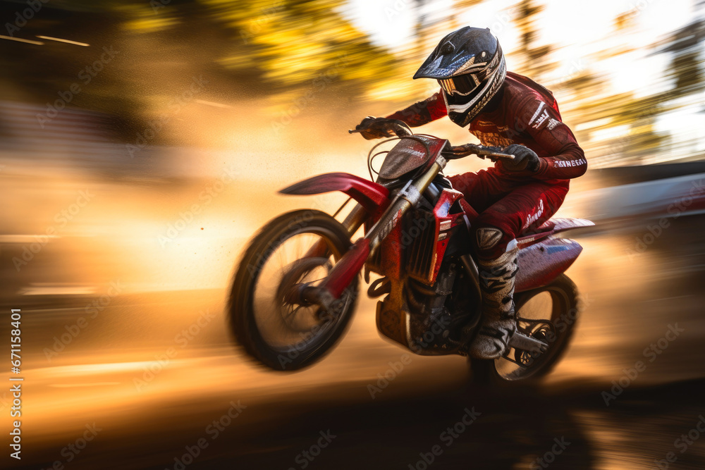 Energetic Motocross Biker in Motion