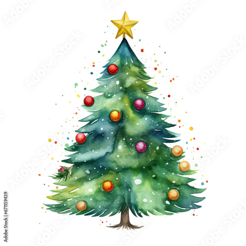 watercolor Christmas tree clipart