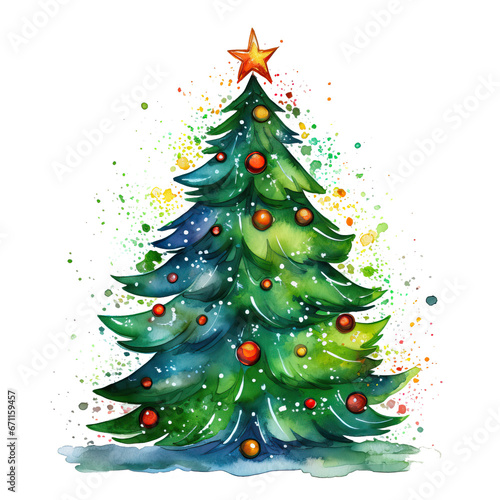 watercolor Christmas tree clipart