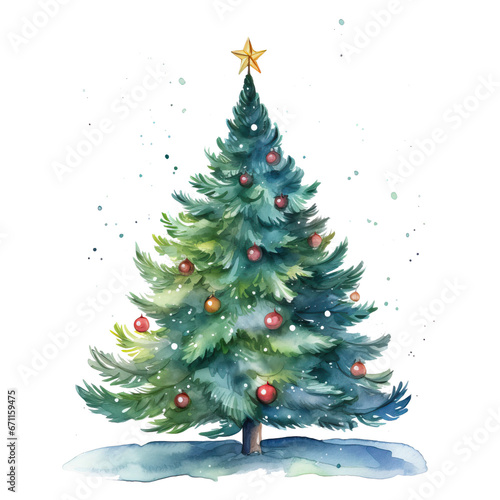 watercolor Christmas tree clipart