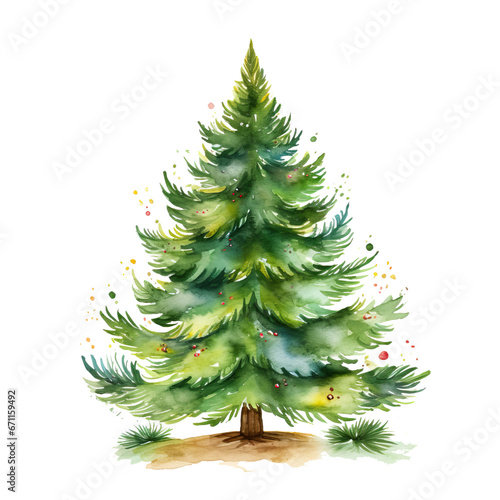 watercolor Christmas tree clipart