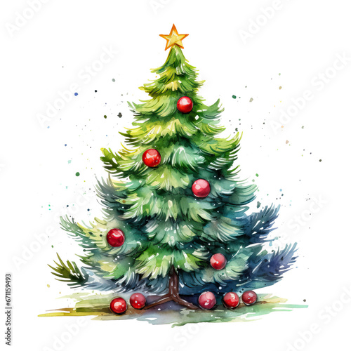 watercolor Christmas tree clipart