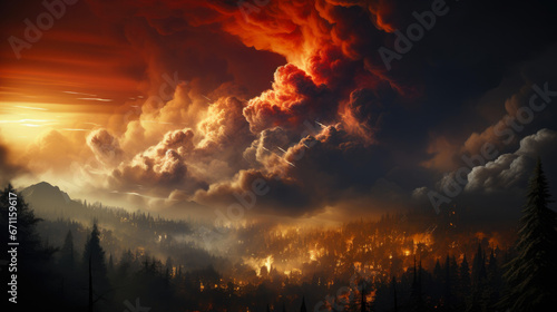 Nature's Fury: Enormous Forest Fire Plume © Andrii 