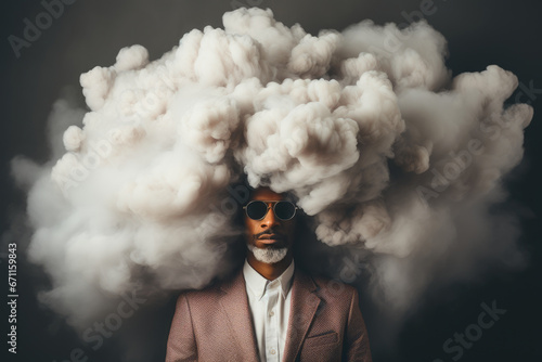 Solitary Man Under a Dark Cloud