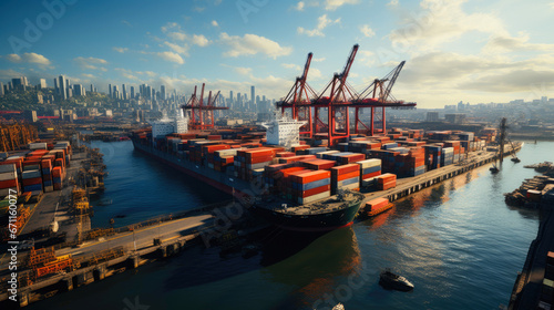 Maritime Hub: Cargo Ships and Loading Cranes