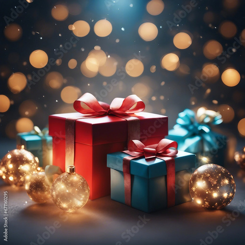 Colorful Christmas gift boxes Boxing day