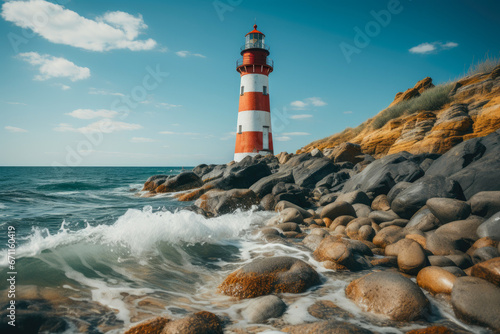 Lighthouse Towering Over Ocean Bliss © Andrii 
