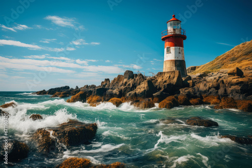 Majestic Lighthouse by the Azure Sea