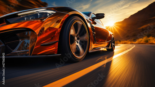 Sunny Drive: Close-up of a High-Performance Car's Tire