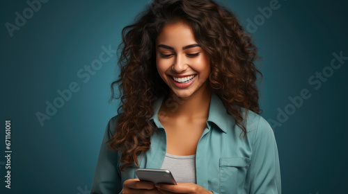 Trendy Apps: Latin Woman Enjoying Mobile Shopping