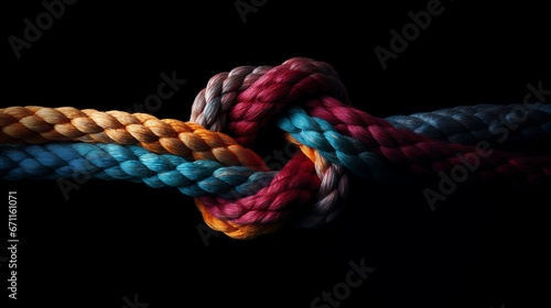 Fotografia Team rope diverse strength connect partnership together teamwork unity communicate support