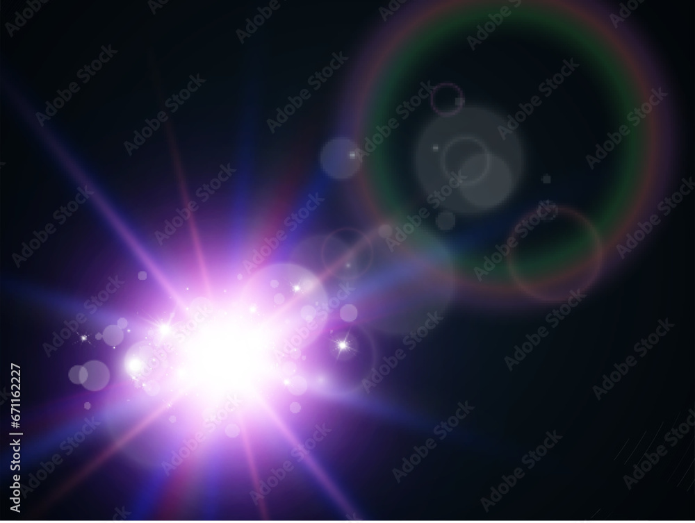Bright beautiful star.Vector illustration of a light effect on a  background.
