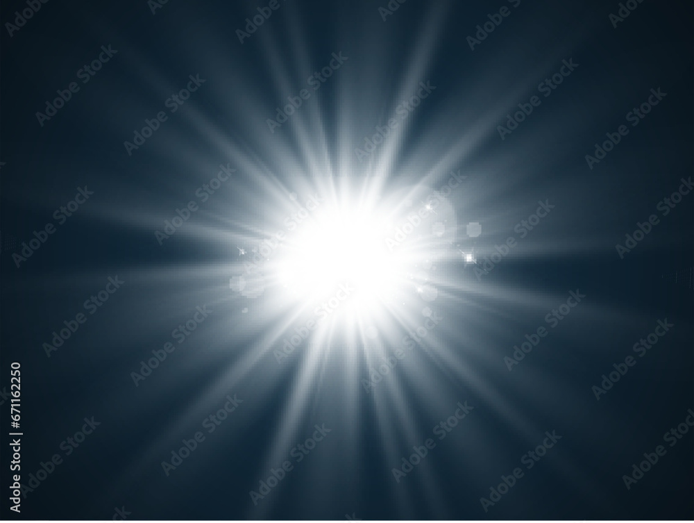 Bright beautiful star.Vector illustration of a light effect on a  background.
