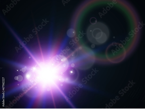 Bright beautiful star.Vector illustration of a light effect on a background. 