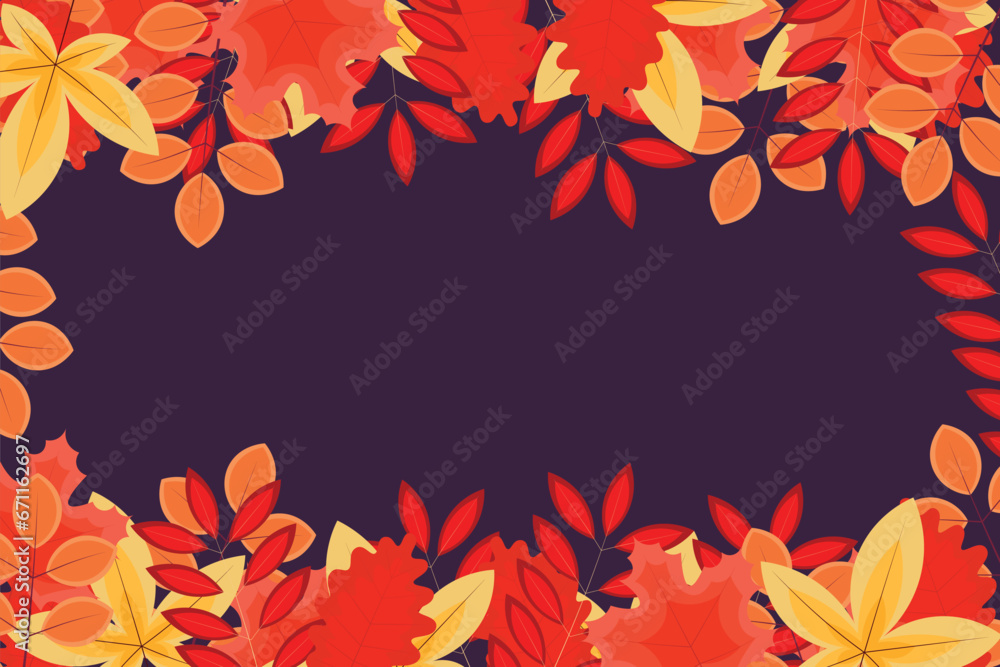 Autumn background with flat leaves. Vector.