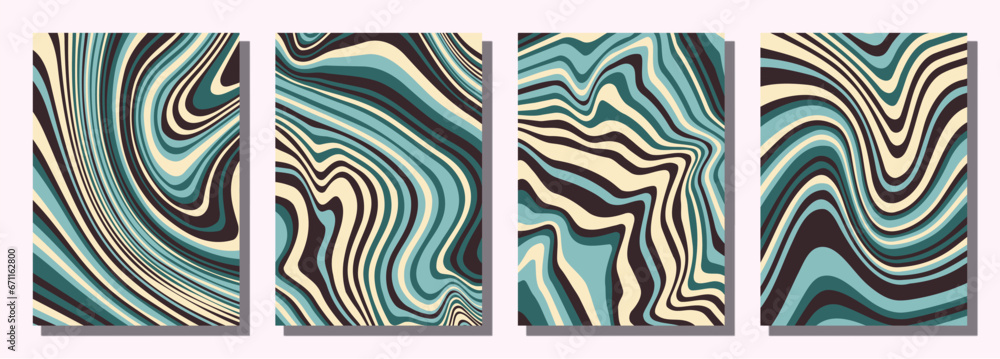 Fototapeta premium Abstract psychedelic groovy set background.