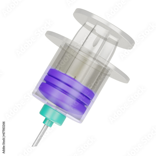 3d icon of a medical syll filled with liquid in purple and blue colors photo