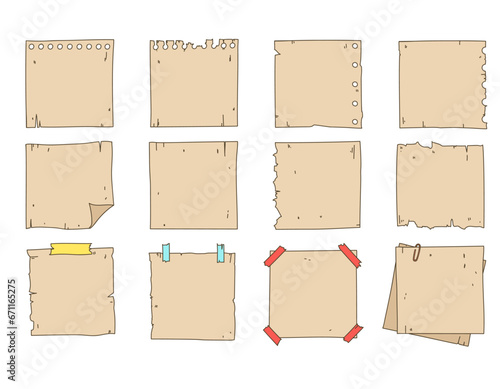 Set of vector white paper stickers with copy space for text isolated on white background. Elements for branding, packaging, prints and social media posts