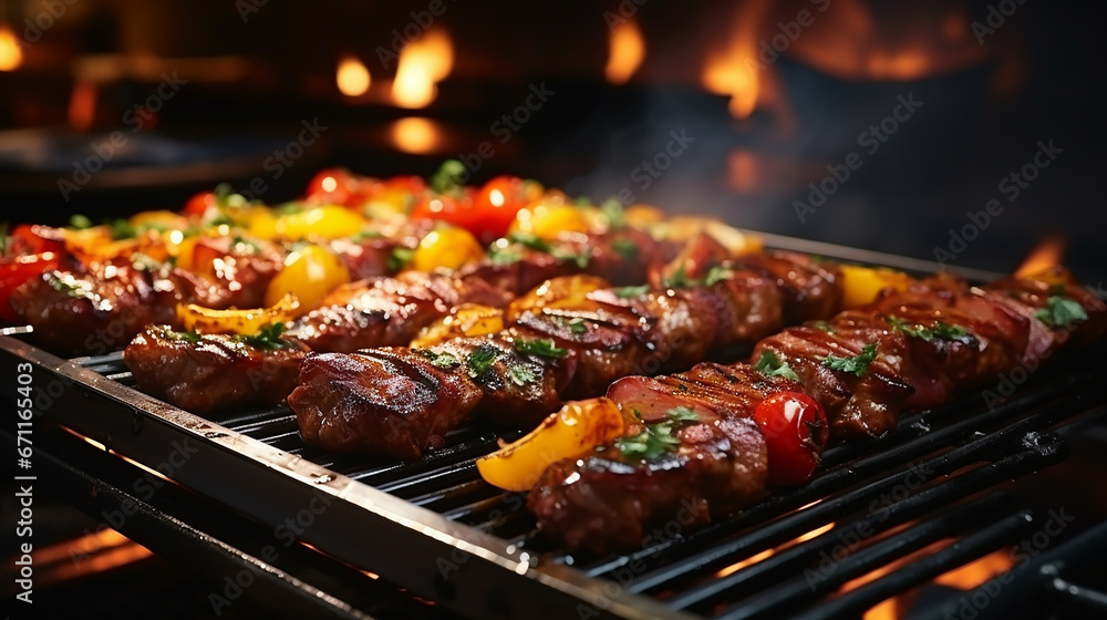 BBQ time. Food party or summer grilling meat in weekend. Happy party. Summer party. High quality photo