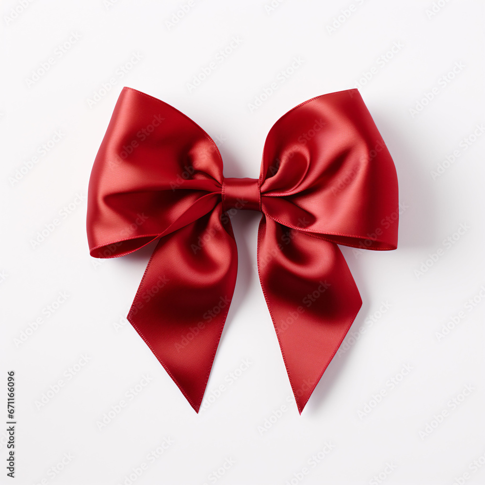 Red ribbon bow on white background