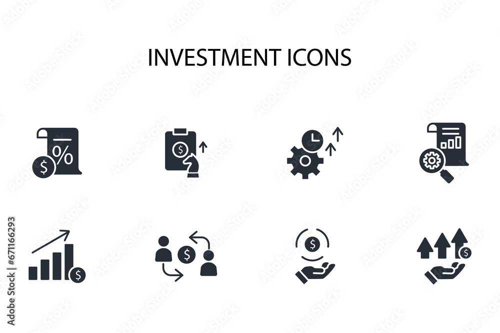 Investment icon set.vector.Editable stroke.linear style sign for use web design,logo.Symbol illustration.