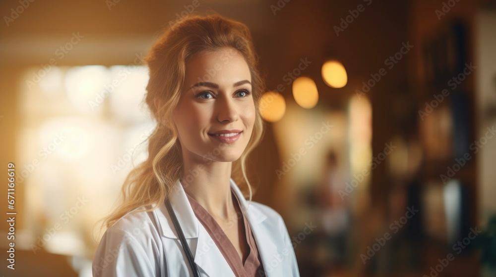 Close up portrait of positive young beautiful woman doctor Close up portrait of positive young beautiful woman doctor