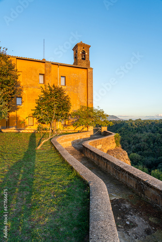 Late afternoon view at San Michele Arcangelo monastery, at Castel Sant'Elia. Province of Viterbo, Lazio, Italy. photo