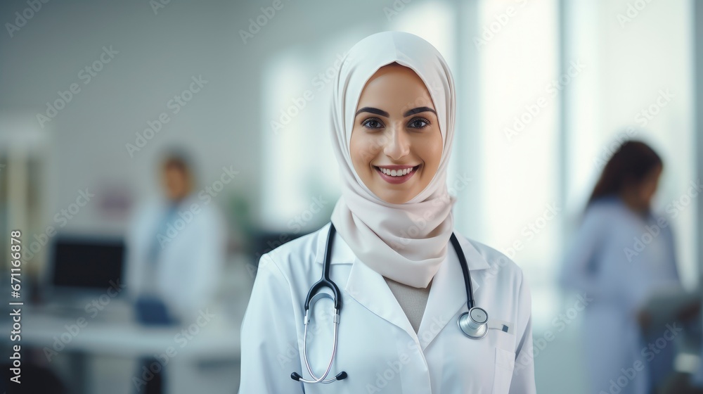 Young pretty smiling arab woman doctor portrait Young pretty smiling arab woman doctor portrait