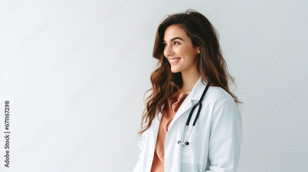 Portrait of positive young beautiful woman doctor Portrait of positive young beautiful woman doctor
