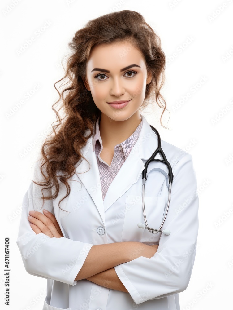 Portrait of positive young beautiful woman doctor Portrait of positive young beautiful woman doctor