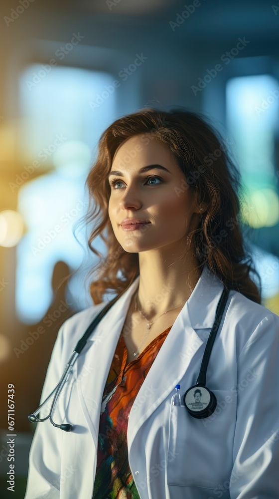 Portrait of positive young beautiful woman doctor Portrait of positive young beautiful woman doctor