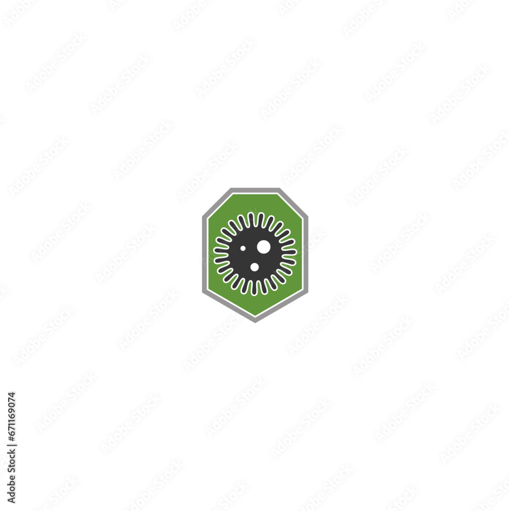 Virus and shield, antibacterial protection icon isolated on white background Virus and shield, antibacterial protection icon isolated on white background