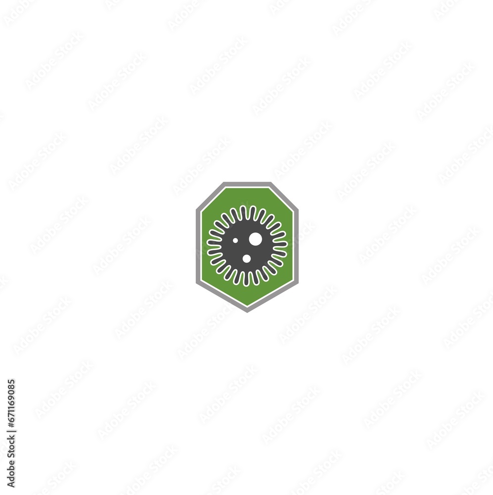 Virus and shield, antibacterial protection icon isolated on white background Virus and shield, antibacterial protection icon isolated on white background