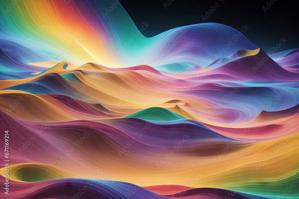 Obraz premium illustration abstract landscape of rainbow space. Generative AI.