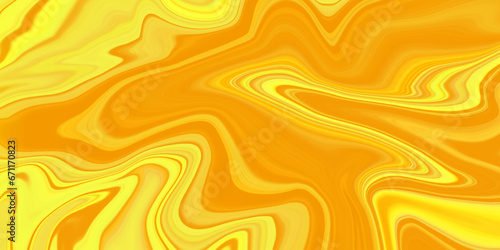 Liquid marbling paint texture with stains, oil painted yellow or orange abstract background, swirl wave lines with fluids marble, geometrical wave line liquid marble , abstract orange vector backdrop.