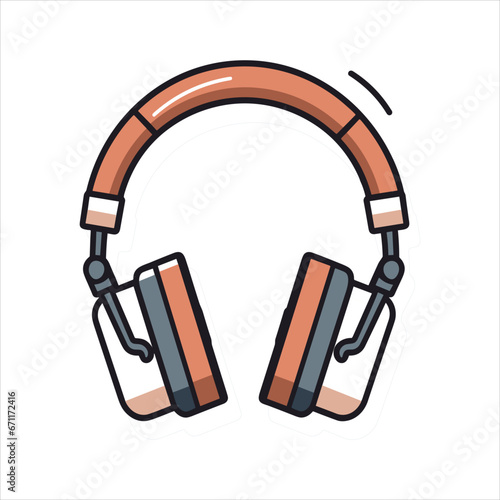Illustration of headphones music technology icon